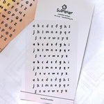 stickers alphabet manuscrit vintage calligraphique orange beige blanc noir semi transparents adhésifs journal scrapbooking