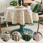 nappe ronde fleuriale tissage pompons table dextérieur mariage rustic champêtre