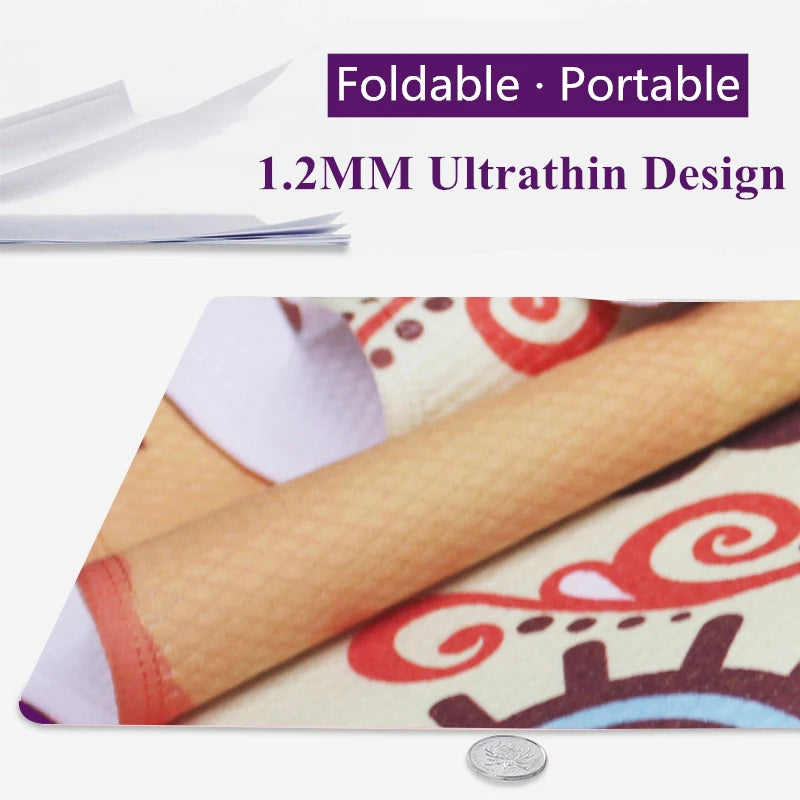 serviette yoga bleu mandala anti dérapante 183cm 63cm ethnique moderne multifonctionnelle fitness