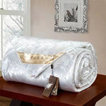 couette soie mûrier motif floral blanc coton polyester 200x230cm été élégante lavable adhésive