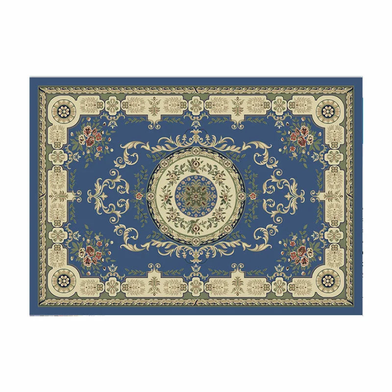 tapis sol persan motif floral classique franges décoration intérieur maison
