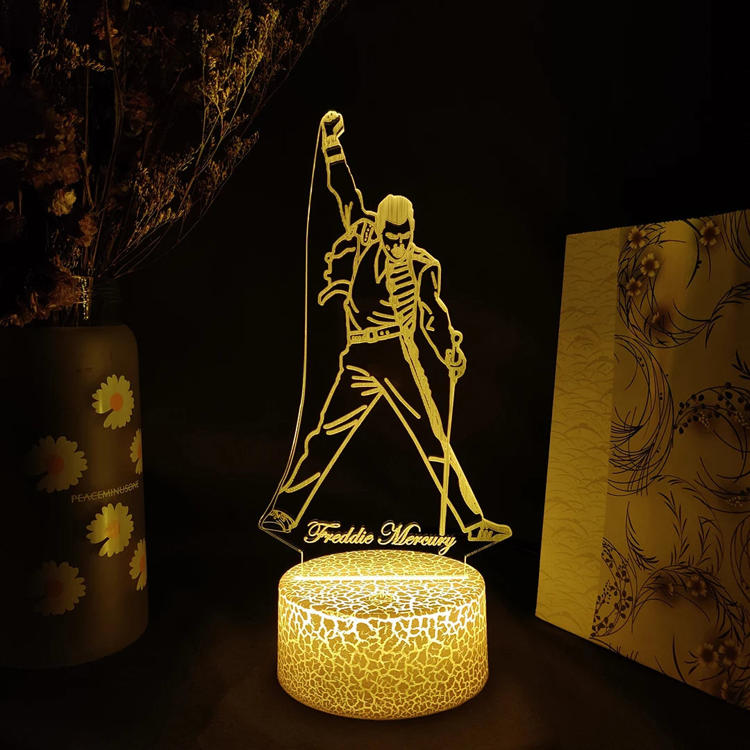lampe led freddie mercury silhouette couleur violet bleu vert jaune rouge blanche transparente moderne
