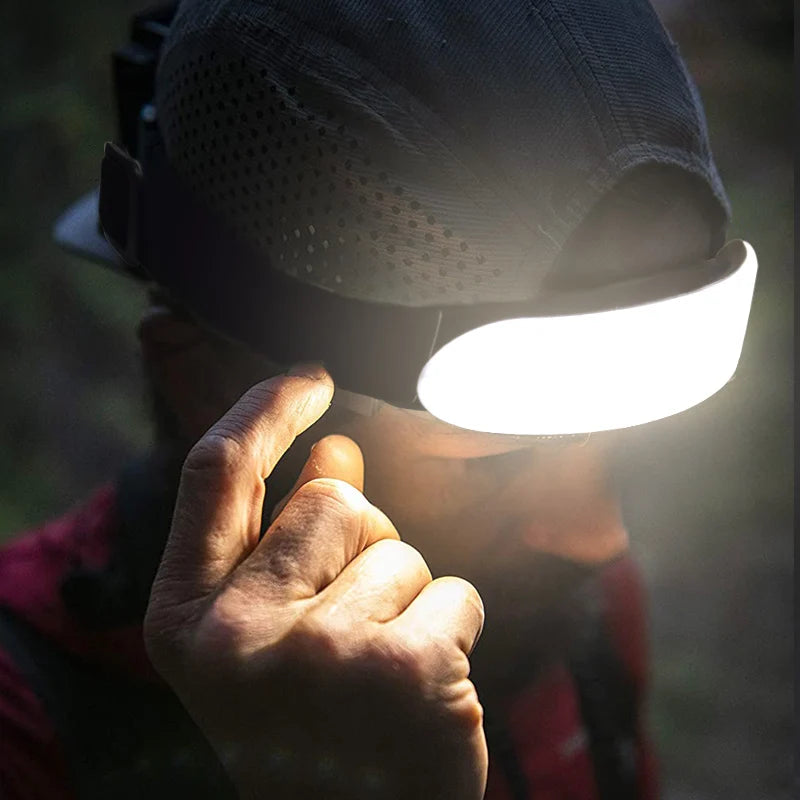 lampe frontale rechargeable led noir blanc angle réglable étanche mode gradation camping pêche chasse