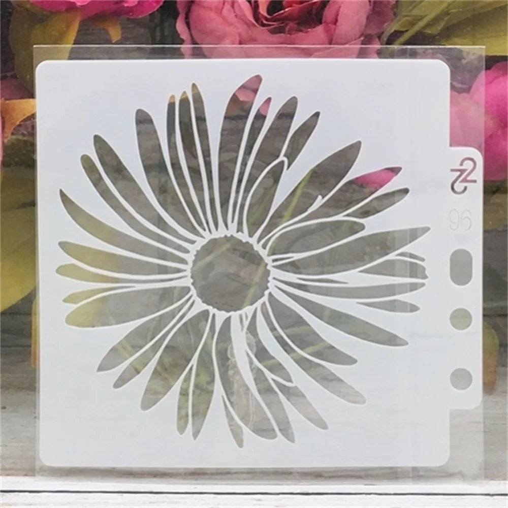 pochoirs transparents fleurs modernes peinture murale bricolage scrapbooking 14x13cm