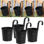 pots fleurs suspendus métal noir texturé cannelures verticales rustic industriel crochet métallique incurvé suspension