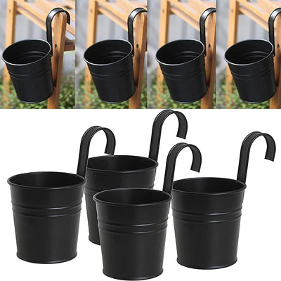 Cache pot suspendu métal noir avec crochet amovible pour plantes d'intérieur