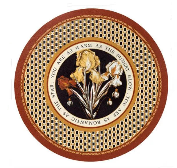 tapis table rond protection anti dérapante pvc respectueux environnement beige marron fleurs stylisées élégant
