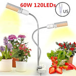 lampe led plante 45w 50w 60w double tete spectre complet moderne flexible e27 clip