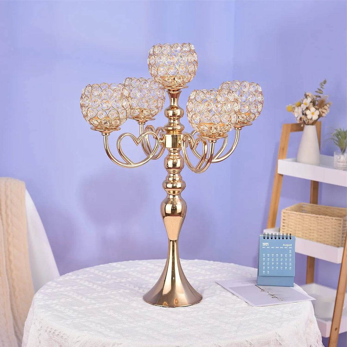 bougeoirs dorés classiques bras métal fer décoration intérieure mariage fêtes nhà hàng trang trí