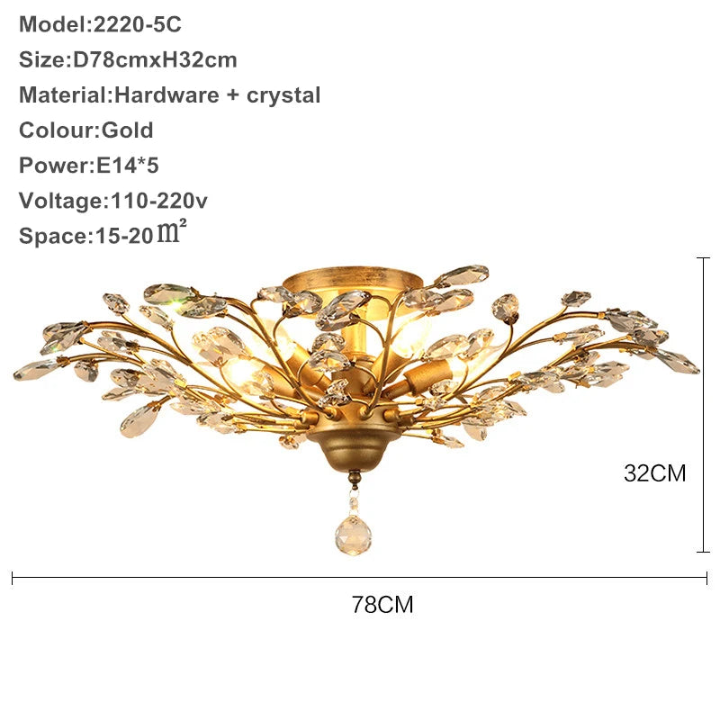 lustre moderne branches cristal chrome doré éclairage intérieur salon chambre boutique