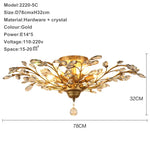 lustre moderne branches cristal chrome doré éclairage intérieur salon chambre boutique