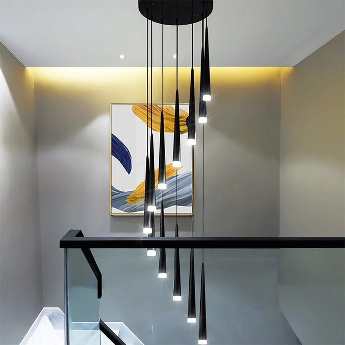 Lustre escalier LED rotatif noir Ombre Interieur
