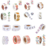 étiquettes autocollantes mariage blanc rose bleu vert orange jaune marron motifs floraux textes décoratifs
