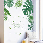 autocollant mural feuilles tropicales moderne adhésif vert opaque décoration murale résistant eau chambre salon