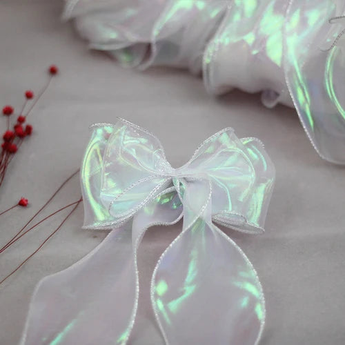 ruban organza holographique violet rose vert bleu blanc moderne élégant semi transparent 6cm 5yards