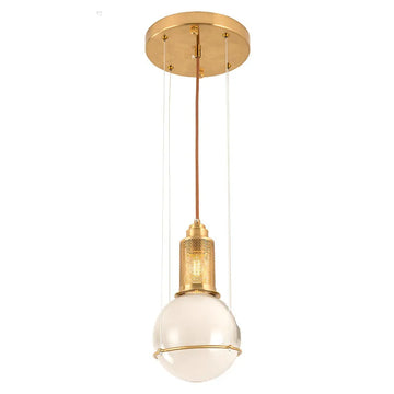 lumière suspendue moderne verre blanc laiton perforations salon chambrehôtel