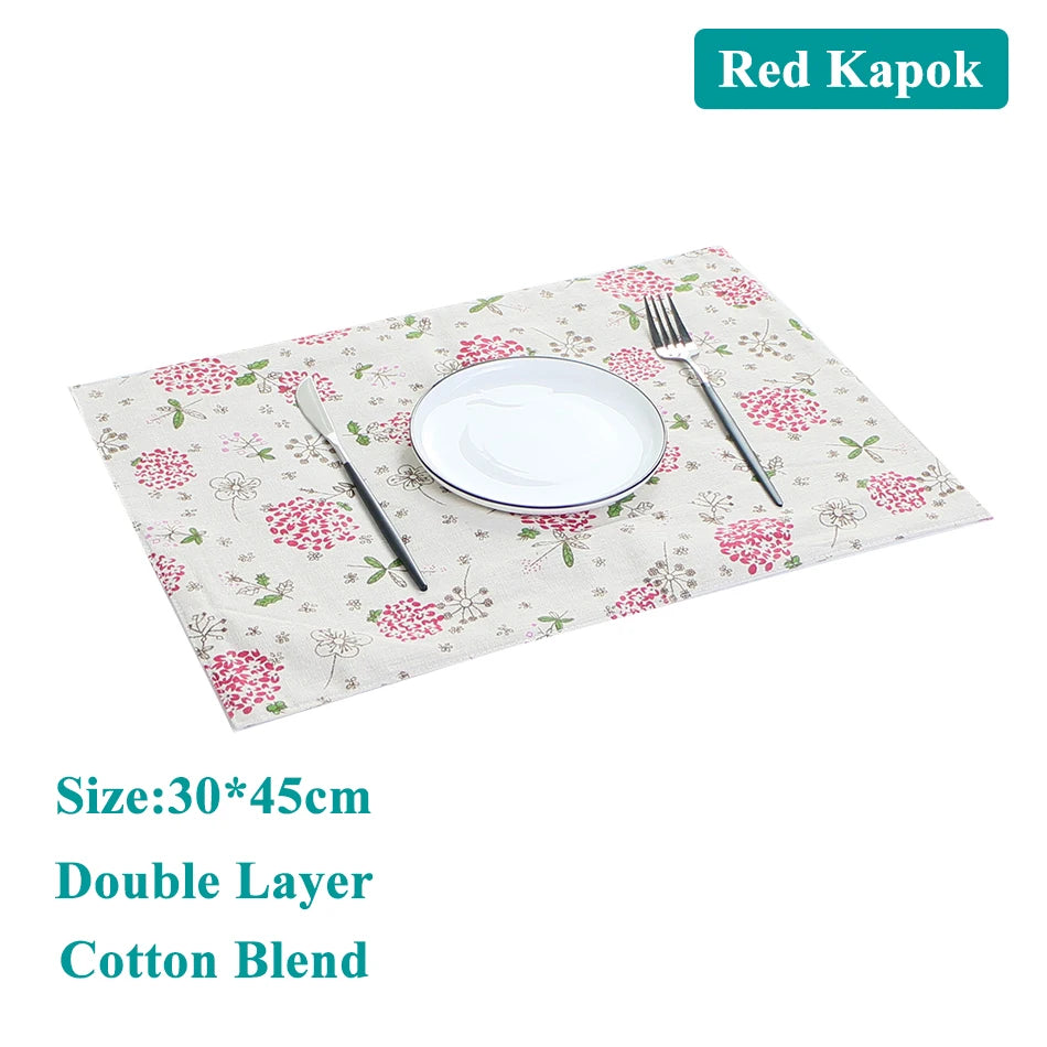 serviettes table rectangulaires coton polyester fleurées beige noir rose clair farmhouse vintage respectueux environnement