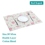 serviettes table rectangulaires coton polyester fleurées beige noir rose clair farmhouse vintage respectueux environnement