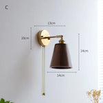 lampe murale industrielle moderne or marron foncé conique réglable bois ampoule led fixée sans