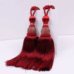 pompons rideau élégants rose doré gris rouge marron tissu uni noeuds décoratifs fixés