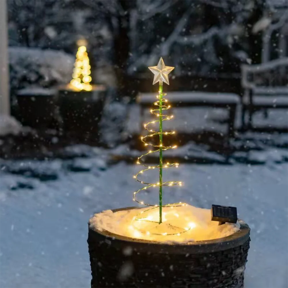 guirlande solaire led extérieure ip65 auto on 5m festif minimaliste noel vert jaune blanc