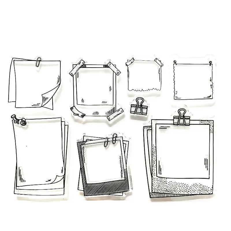 clips transparents scrapbooking decoration album photo papier feuilles pinces dessins caoutchouc vintage transparents