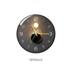horloge murale moderne abstraite géométrique unique verre transparent aiguille quartz or gris bleu marine