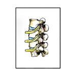 L'image montre un motif de lignes ondulées jaunes, bleues et noires, suggérant un motif abstrait ou organique.