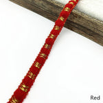 ruban décoratif tressé bandes dorées 12mm rouge bleu rose jaune noir beige