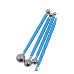outils pâte fleur forme boule métallique pointues couleurs bleu rose vert violet modernes