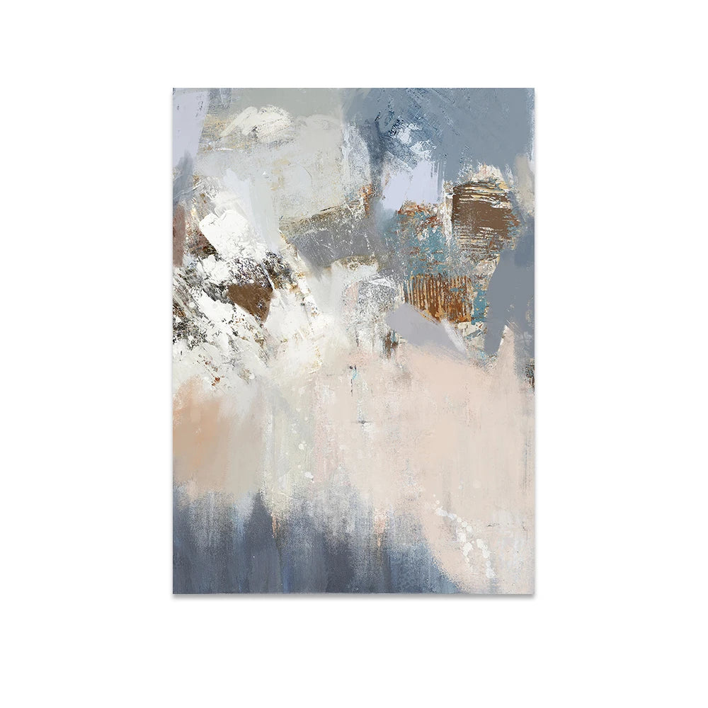 tableau abstrait contemporain bleu gris beige blanc marron peinture toile haut qualité décoration intérieure