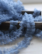 ruban plissé dentelle organza 4cm violet rose bleu rouge noir fuchsia décoratif écolo fournitures