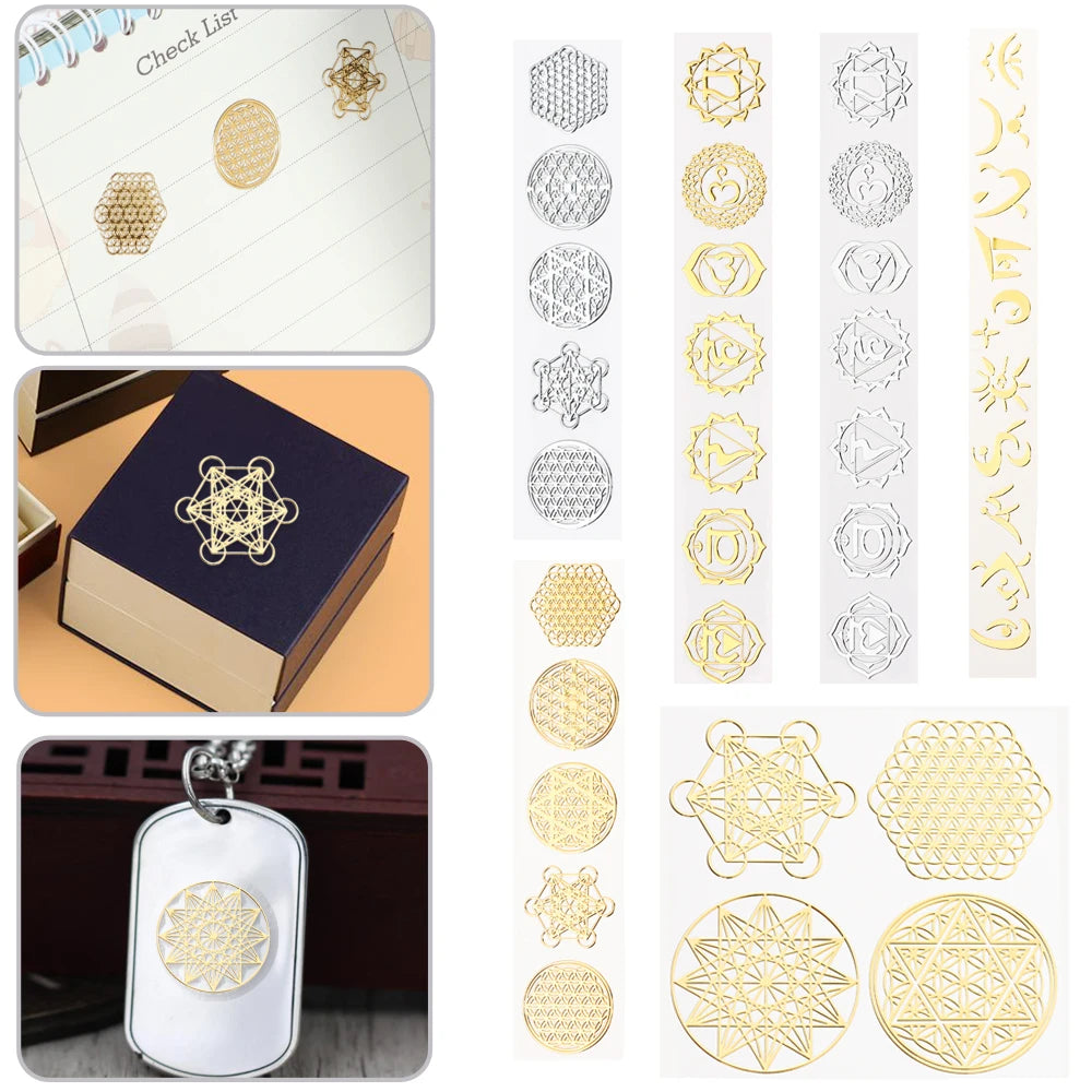 sticker decoratif geometrique or argent adhhesif moderne abstrait variété formes différentes taille