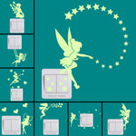 interrupteur mural lumineux fée étoiles papillons moderne adhésif chambre enfant deco vert