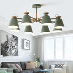 lampe suspendue moderne vert gris conique bois led encastrée