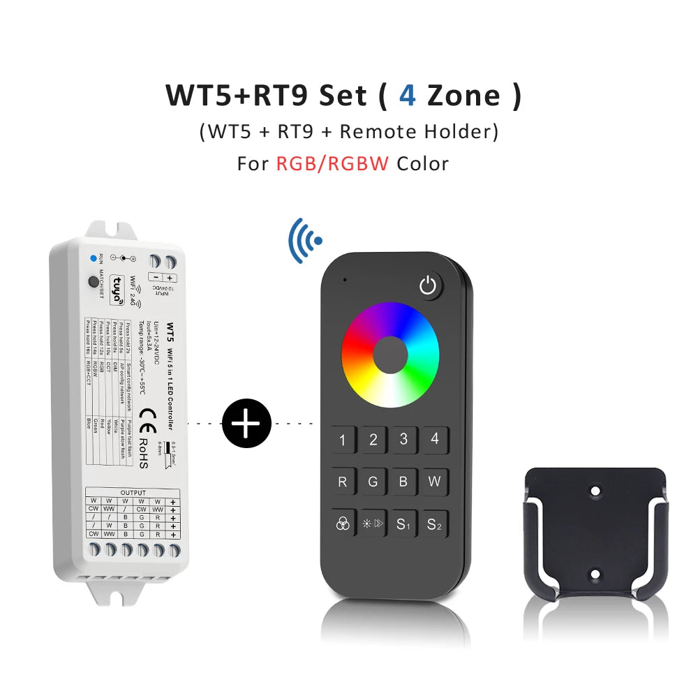 contrôleur led intelligent wifi rf 24g rh blanc noir cct rgb cct rgbw led
