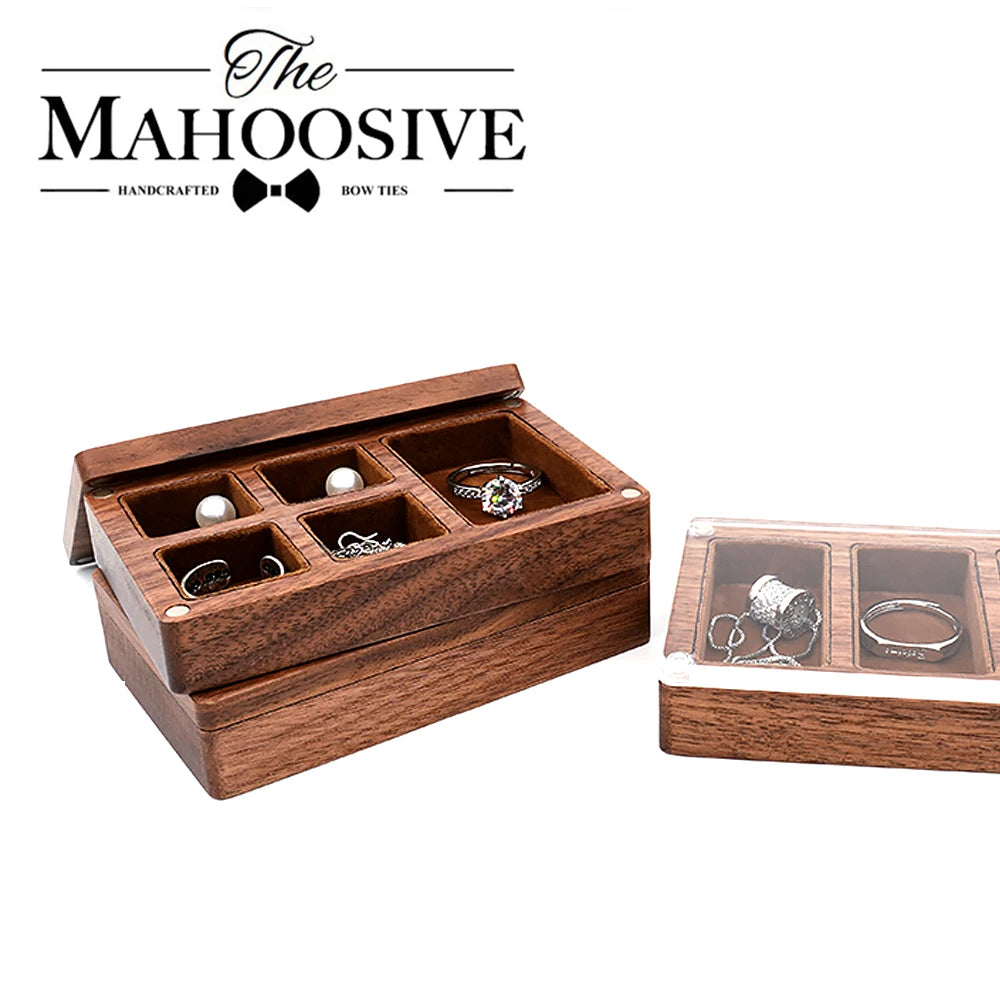 boîte bijoux bois compartiment verre bague collier boucle d'oreille cadeau