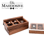 boîte bijoux bois compartiment verre bague collier boucle d'oreille cadeau