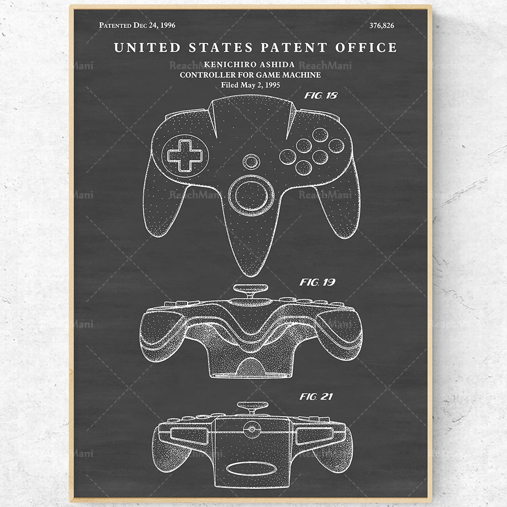 Cette image montre un brevet de contrôleur de jeu vidéo, comprenant différentes vues techniques du design du périphérique de jeu.