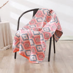 serviette bain coton bio rapide absorbant moderne motif géométrique blanc bleu orange gris
