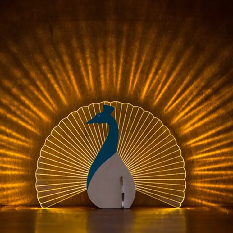 lampes decoratives animaux bois toucan baleine paon loup motifs lumineux moderne minimaliste
