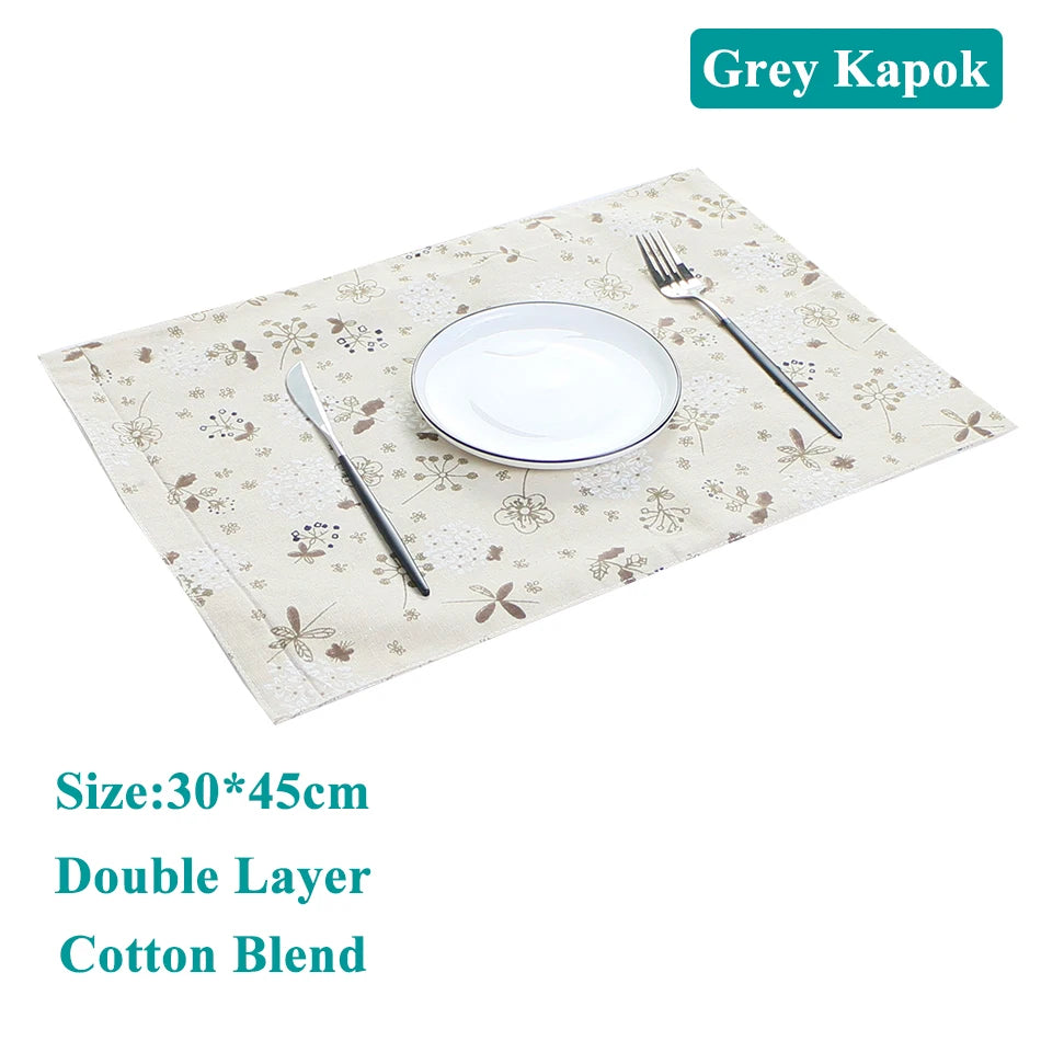 serviettes table rectangulaires coton polyester fleurées beige noir rose clair farmhouse vintage respectueux environnement