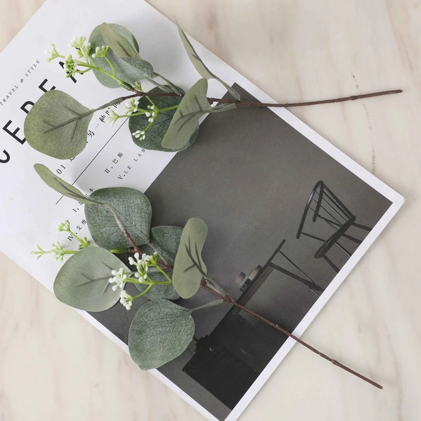 feuilles eucalyptus artificielles vert clair naturel sans vase décoration extérieure bricolage noël mariage