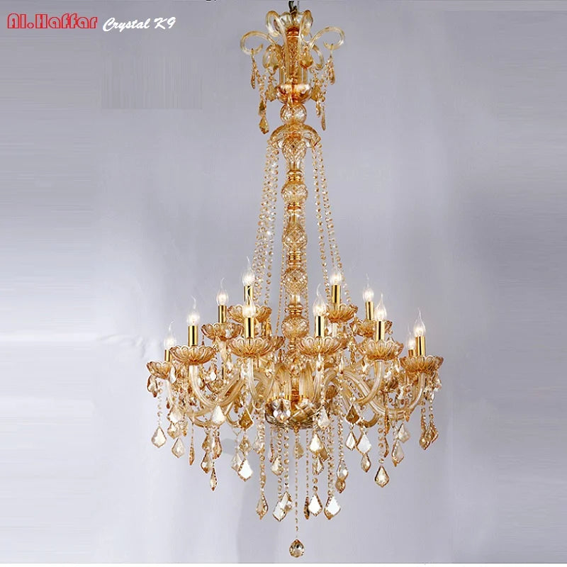 lustre crystal transparent doré motifs floraux classique baroque led 110v 220v
