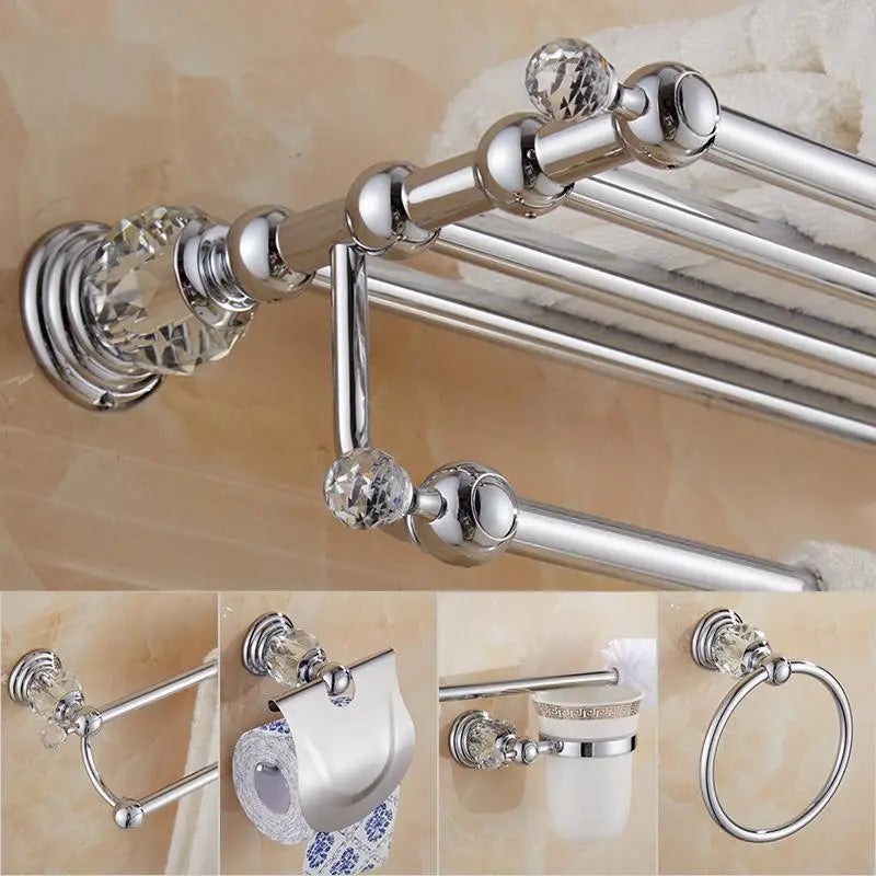 ensemble accessoires salle bain chrome serviettes porte serviettes brosse toilette porte papier blanc