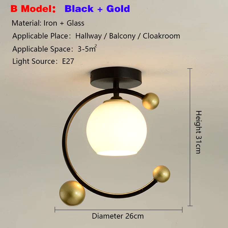 lampe moderne or noir oiseaux dorés branches sphère blanche translucide led echangement facile