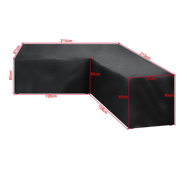 housse canapé extérieur polyester noir moderne élastiques 286x222x82cm