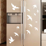 sticker mural moderne oiseaux volants blanc jaune noir 30x50cm adhésif