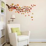 sticker mural feuilles d'érable automne rouge orange naturel adhésif intérieur 105cm 55cm moderne décoration