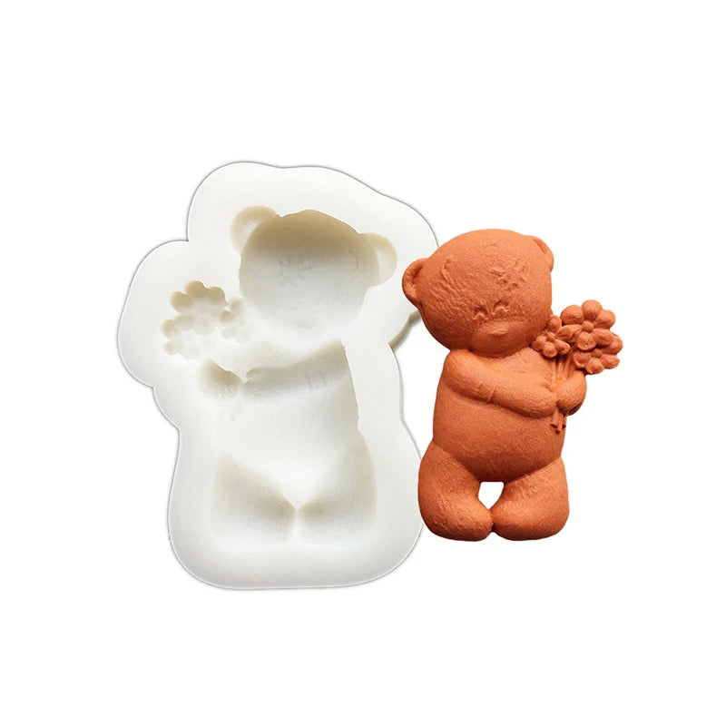 moule silicone ours coeurs décoration gâteau fondant sugarcraft résine cupcakes cartoonaire respectueux environnement